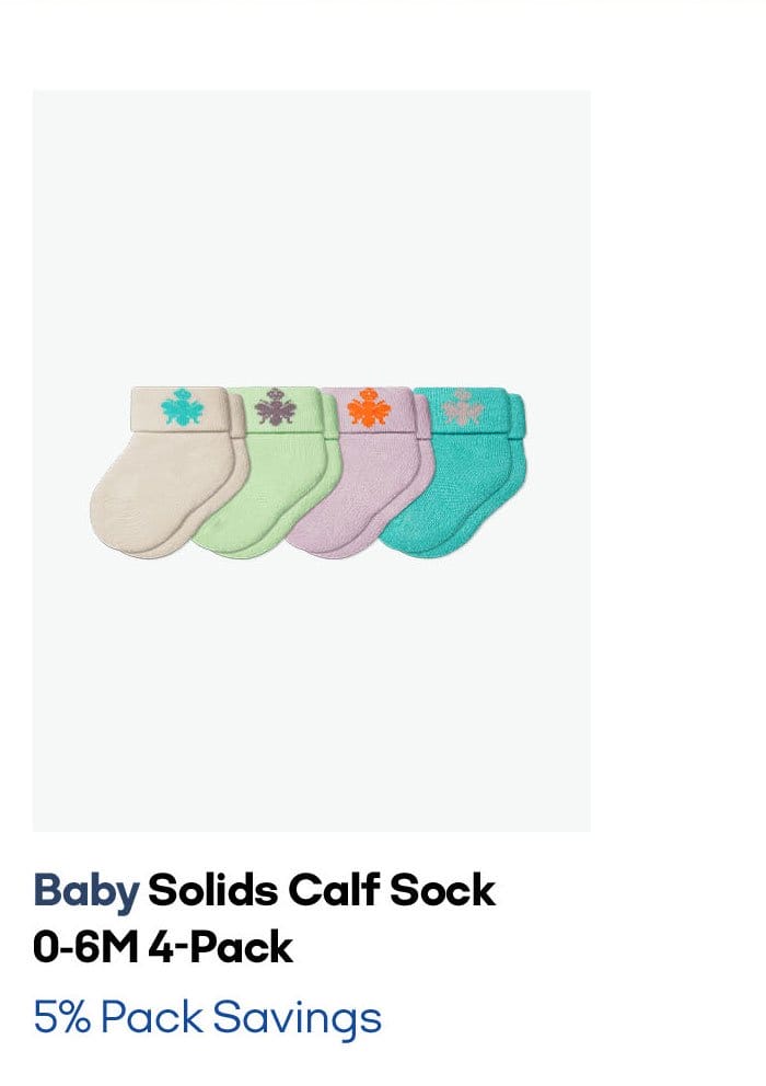 Baby Solids Calf Sock 0-6M 4-Pack | 5% Pack Savings
