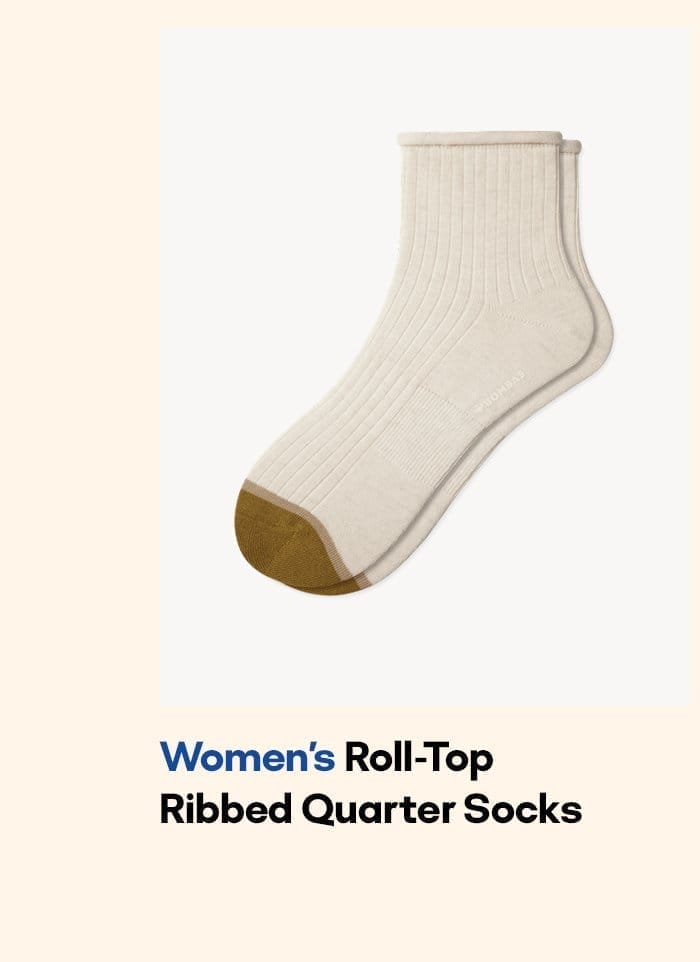 Women's Roll-Top Ribbed Quarter Socks