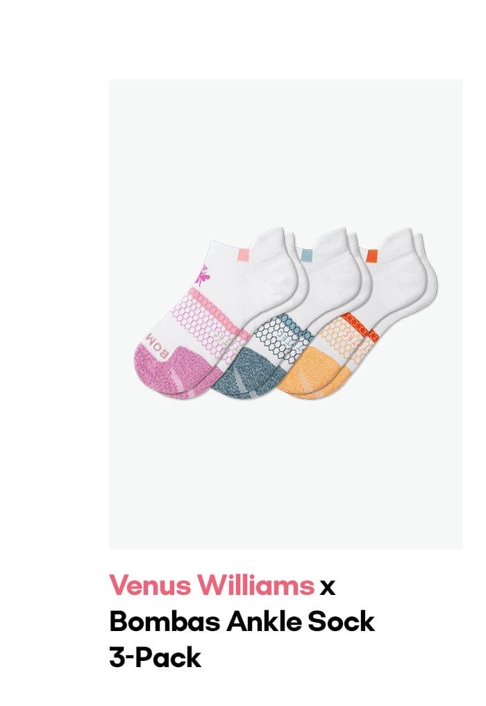 Venus Williams × Bombas Ankle Sock 3-Pack
