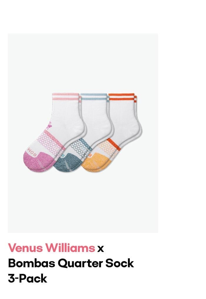 Venus Williams x Bombas Quarter Sock 3-Pack