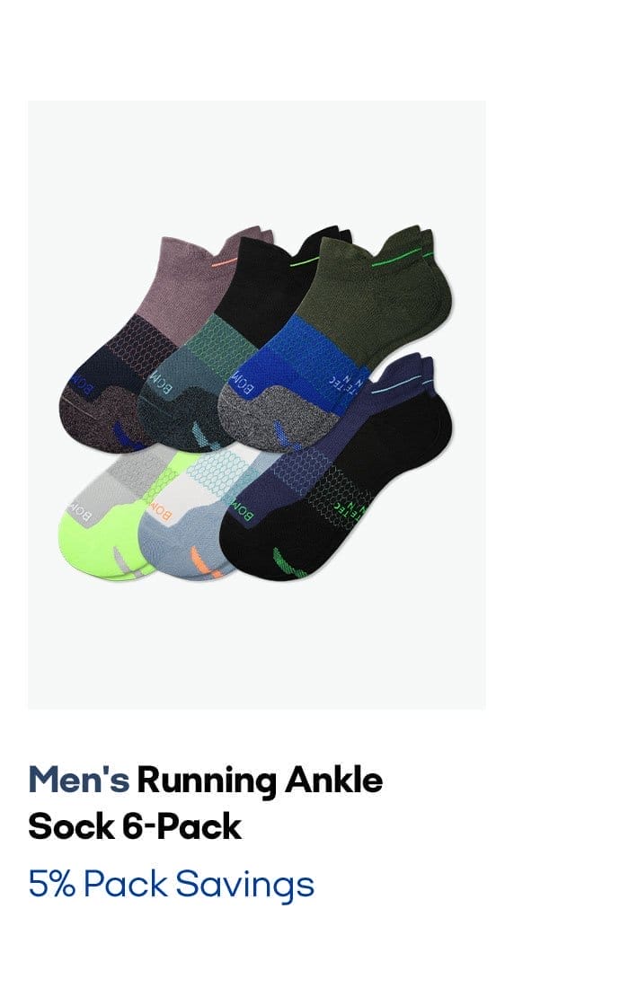 Men's Running Ankle Sock 6-Pack 5% Pack Savings