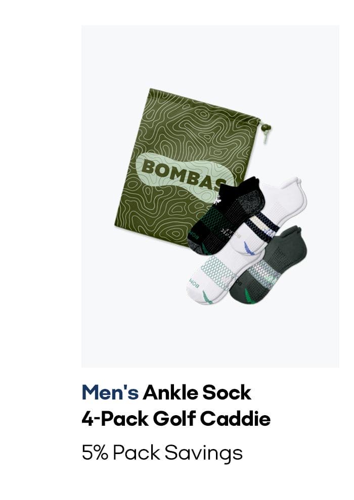 Men's Ankle Sock 4-Pack Golf Caddie 5% Pack Savings