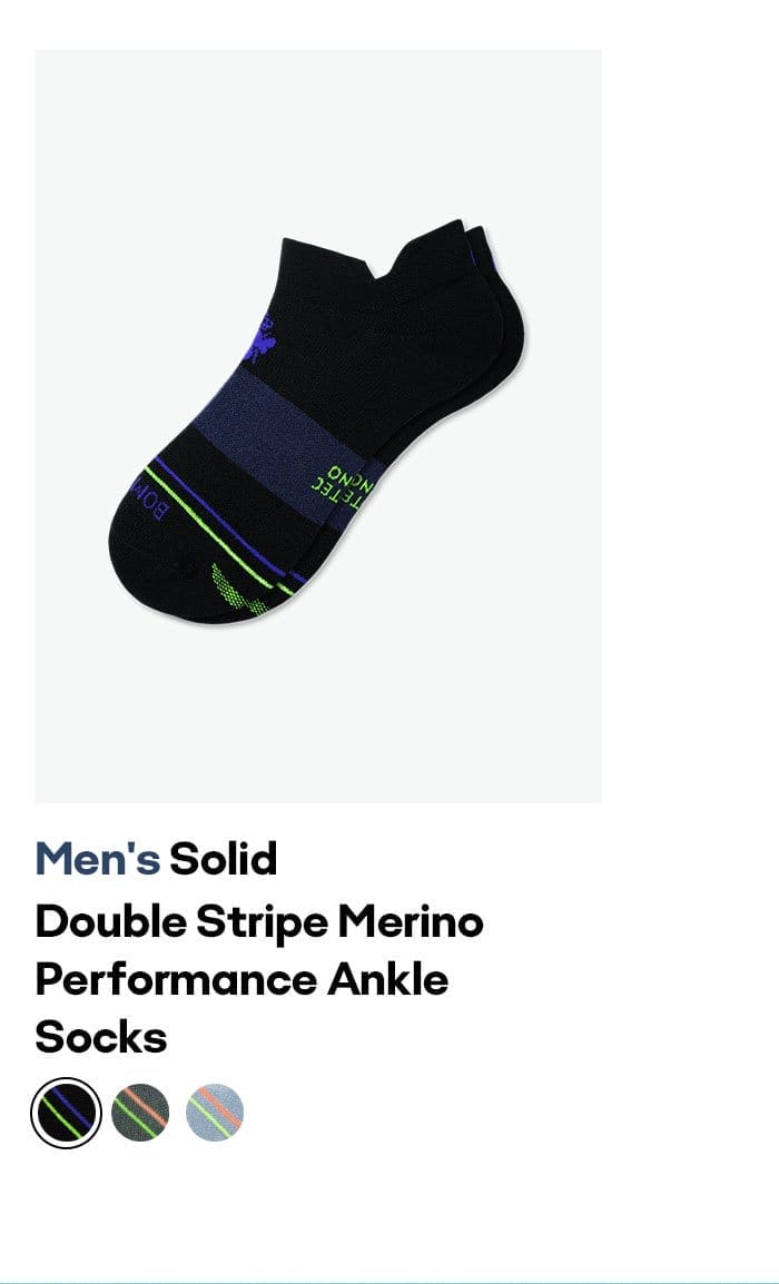 Men's Solid Double Stripe Merino Performance Ankle Socks
