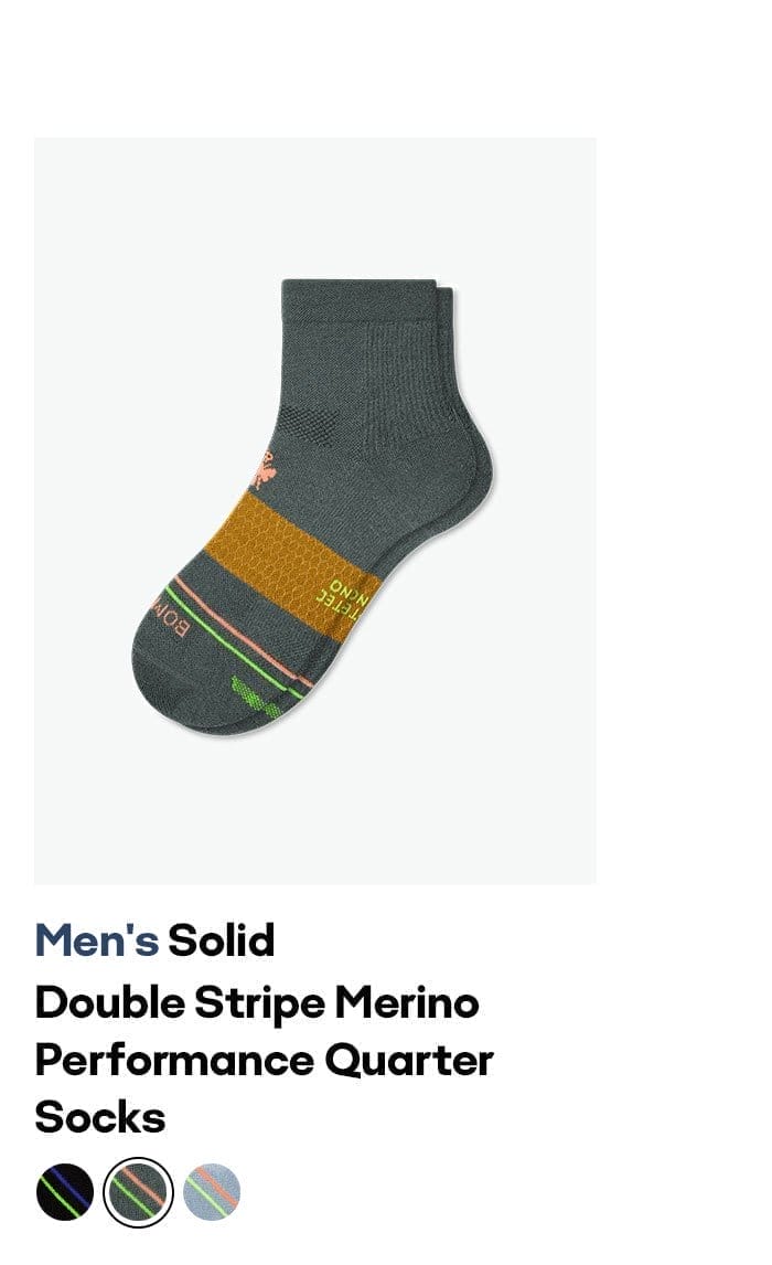 Men's Solid Double Stripe Merino Performance Quarter Socks