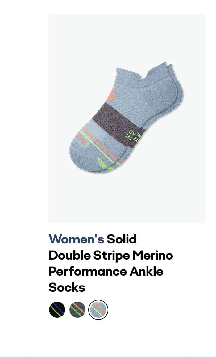 Women's Solid Double Stripe Merino Performance Ankle Socks