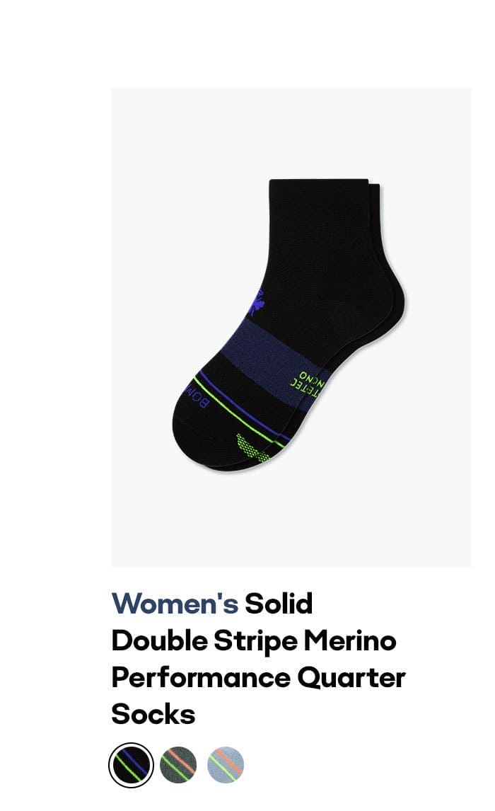 Women's Solid Double Stripe Merino Performance Quarter Socks