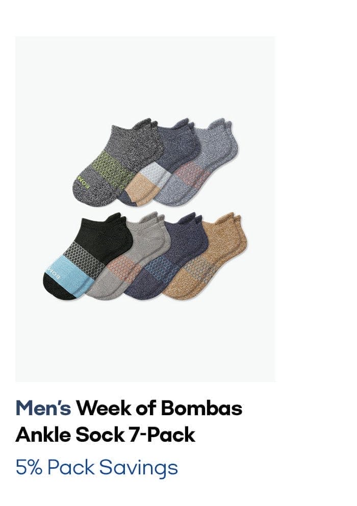 Men's Week of Bombas Ankle Sock 7-Pack