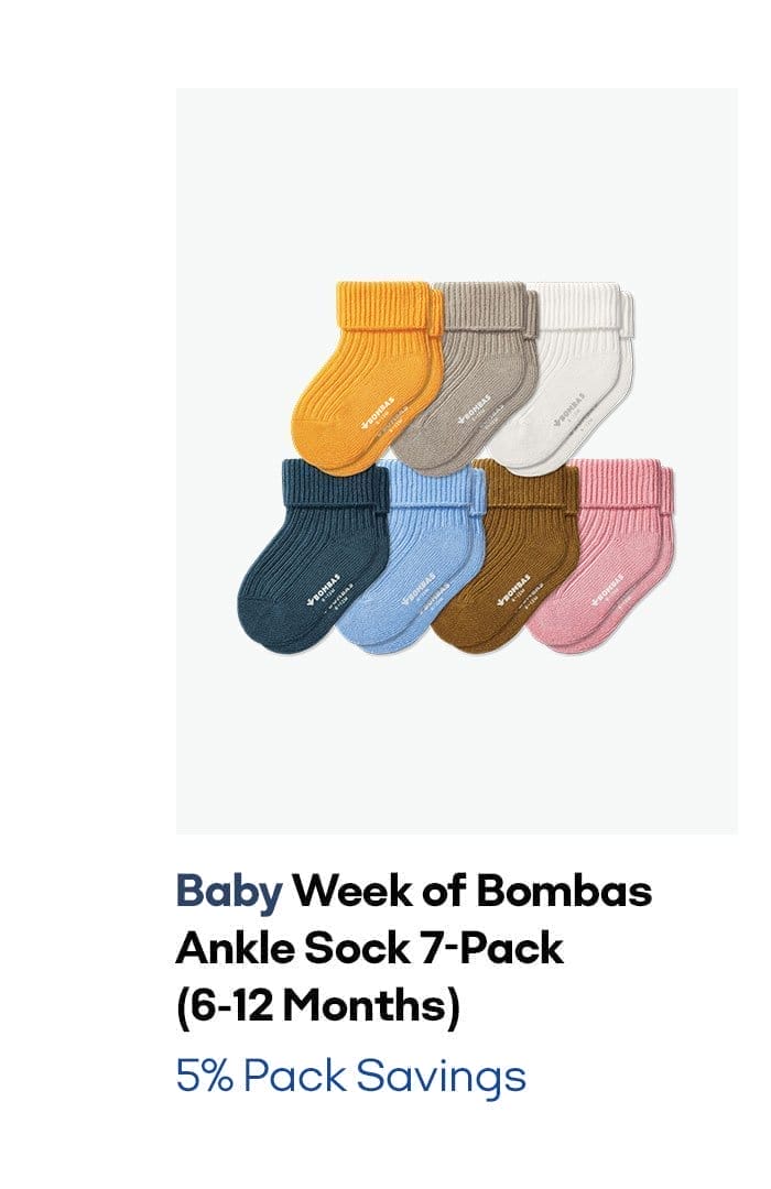 Baby Week of Bombas Ankle Sock 7-Pack (6-12 Months)