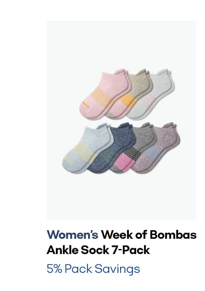 Women's Week of Bombas Ankle Sock 7-Pack