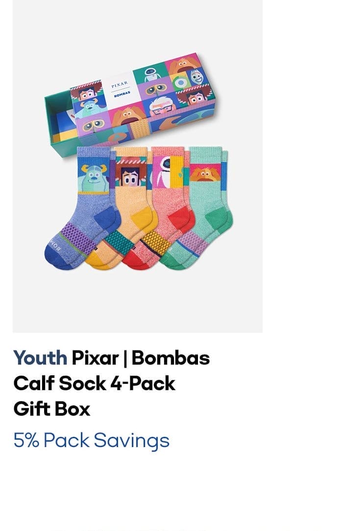 Youth Pixar | Bombas Calf Sock 4-Pack Gift Box | 5% Pack Savings