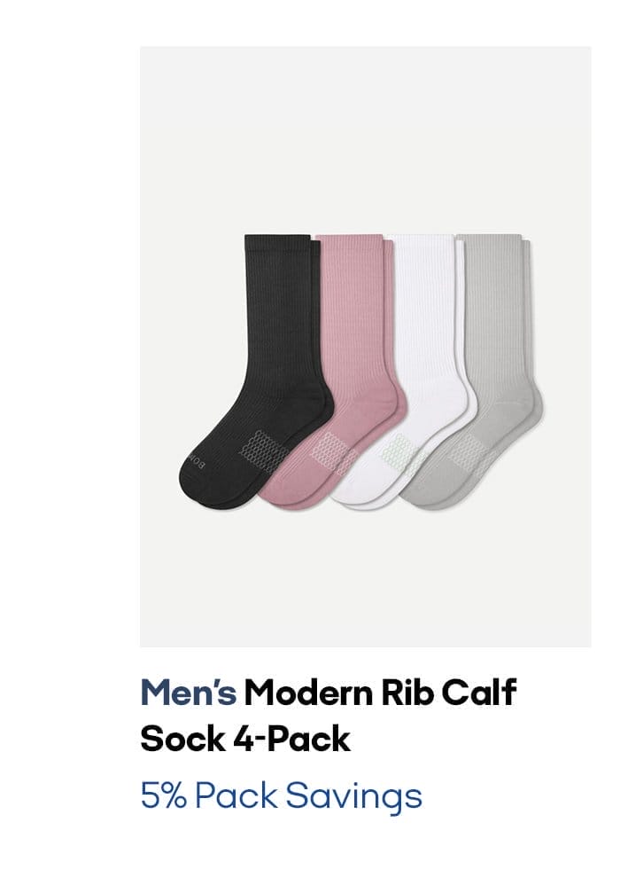 Men's Modern Rib Calf Sock 4-Pack 5% Pack Savings