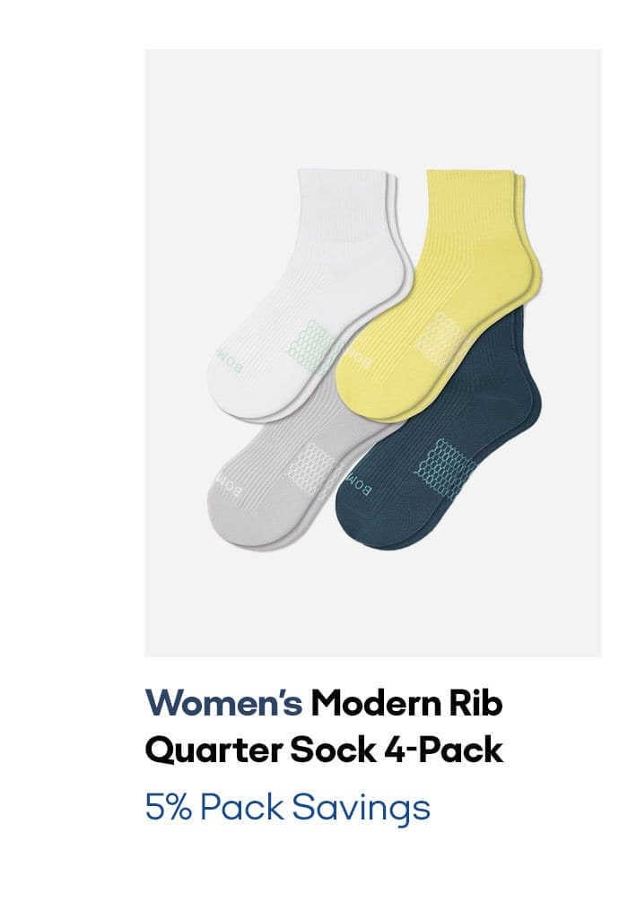 Women's Modern Rib Quarter Sock 4-Pack 5% Pack Savings