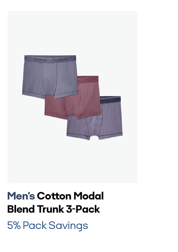 Men's Cotton Modal Blend Trunk 3-Pack