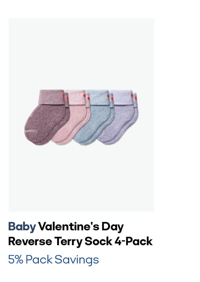 Baby Valentine's Day Reverse Terry Sock 4-Pack