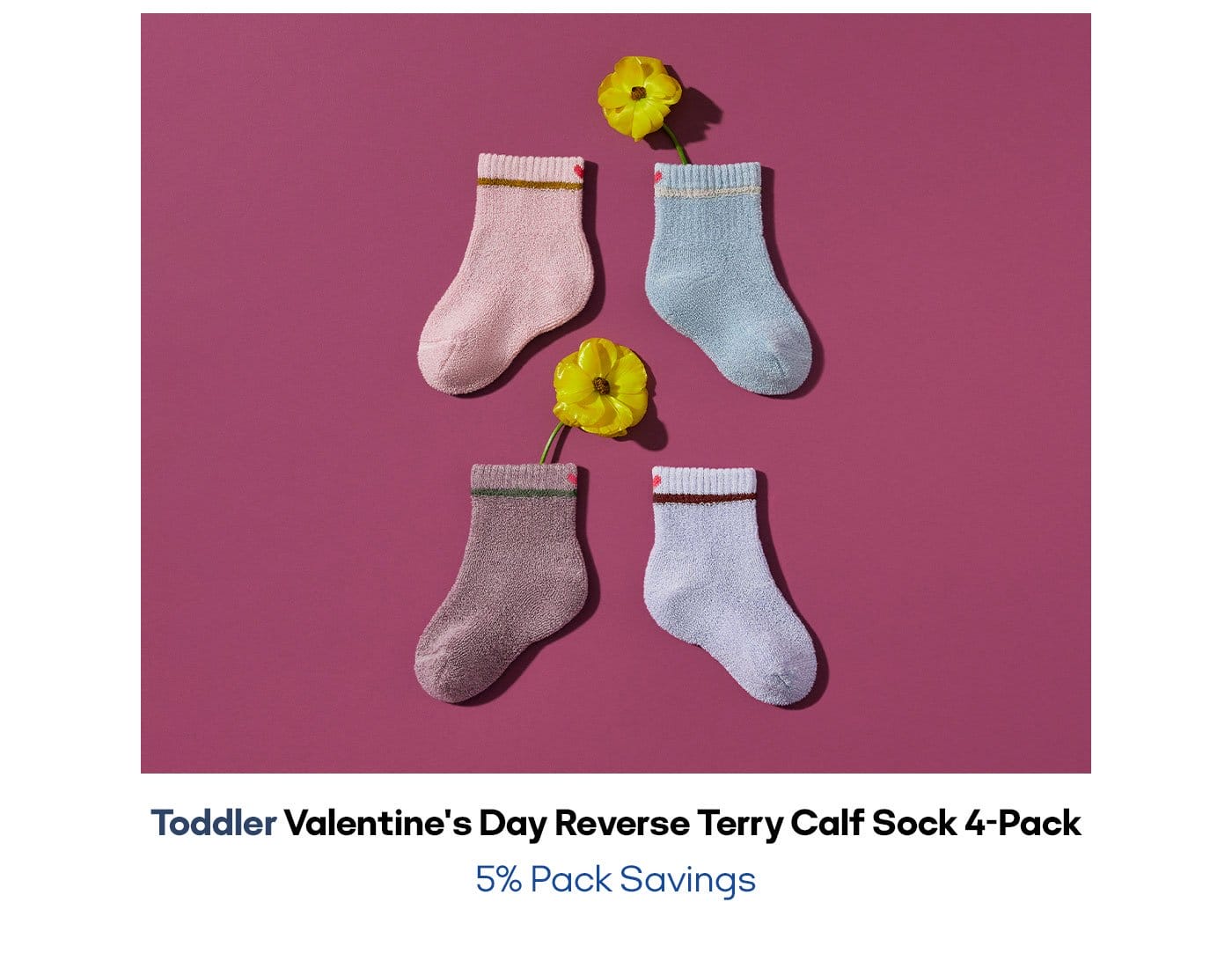 Toddler Valentine's Day Reverse Terry Calf Sock 4-Pack
