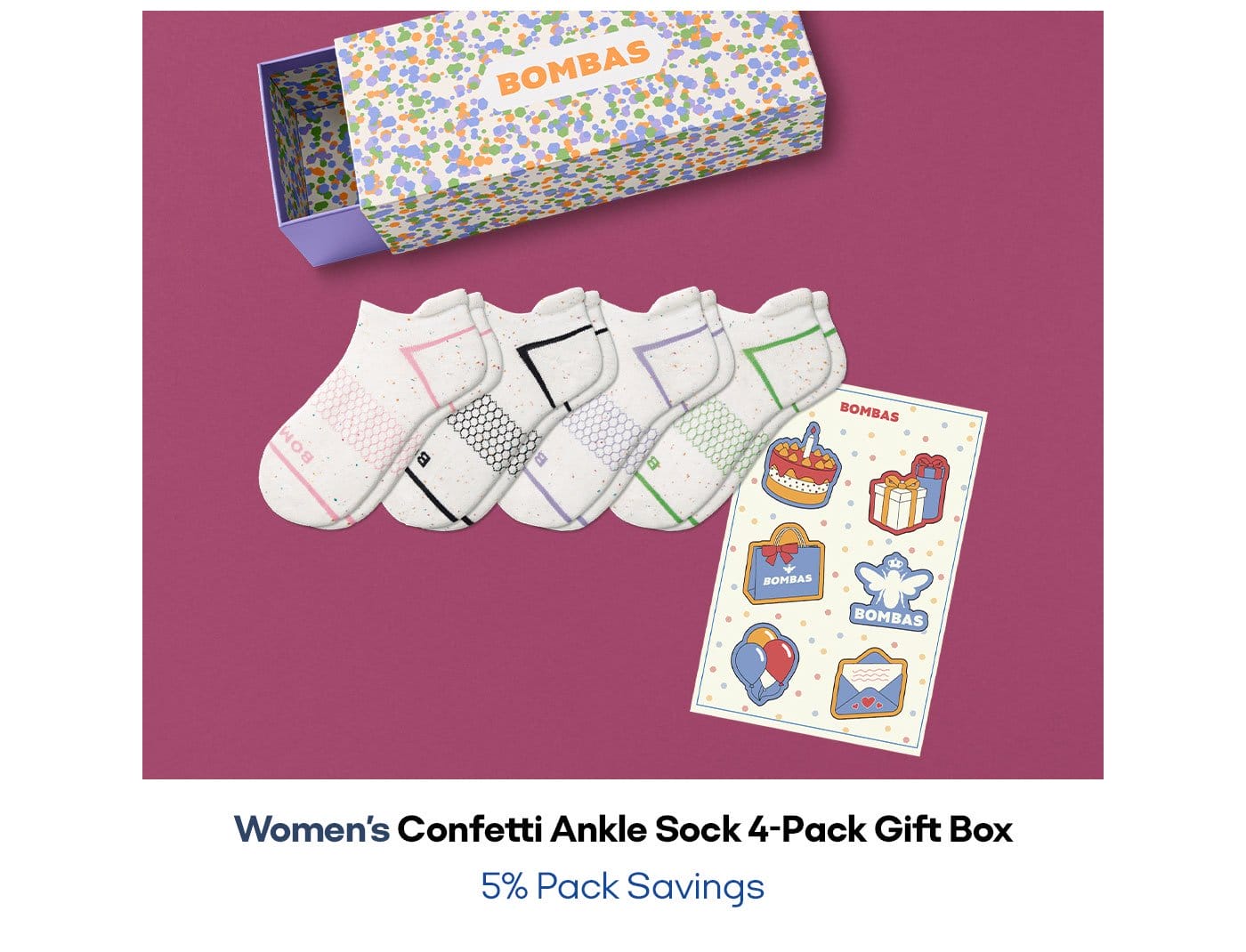 Women's Confetti Ankle Sock 4-Pack Gift Box