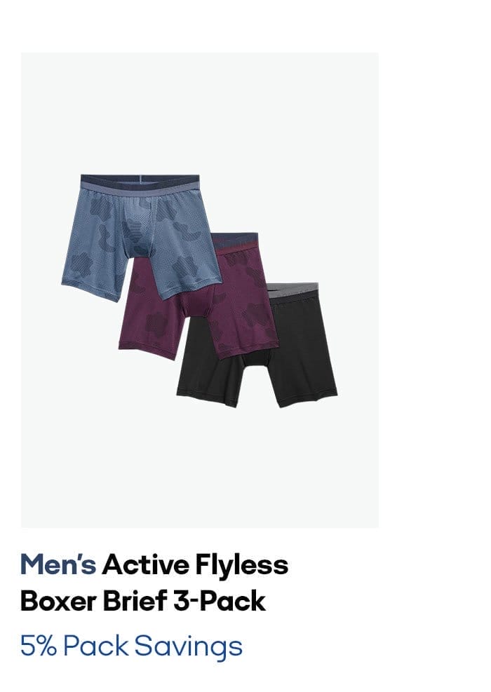 Men's Active Flyless Boxer Brief 3-Pack