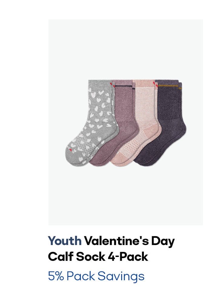 Youth Valentine's Day Calf Sock 4-Pack