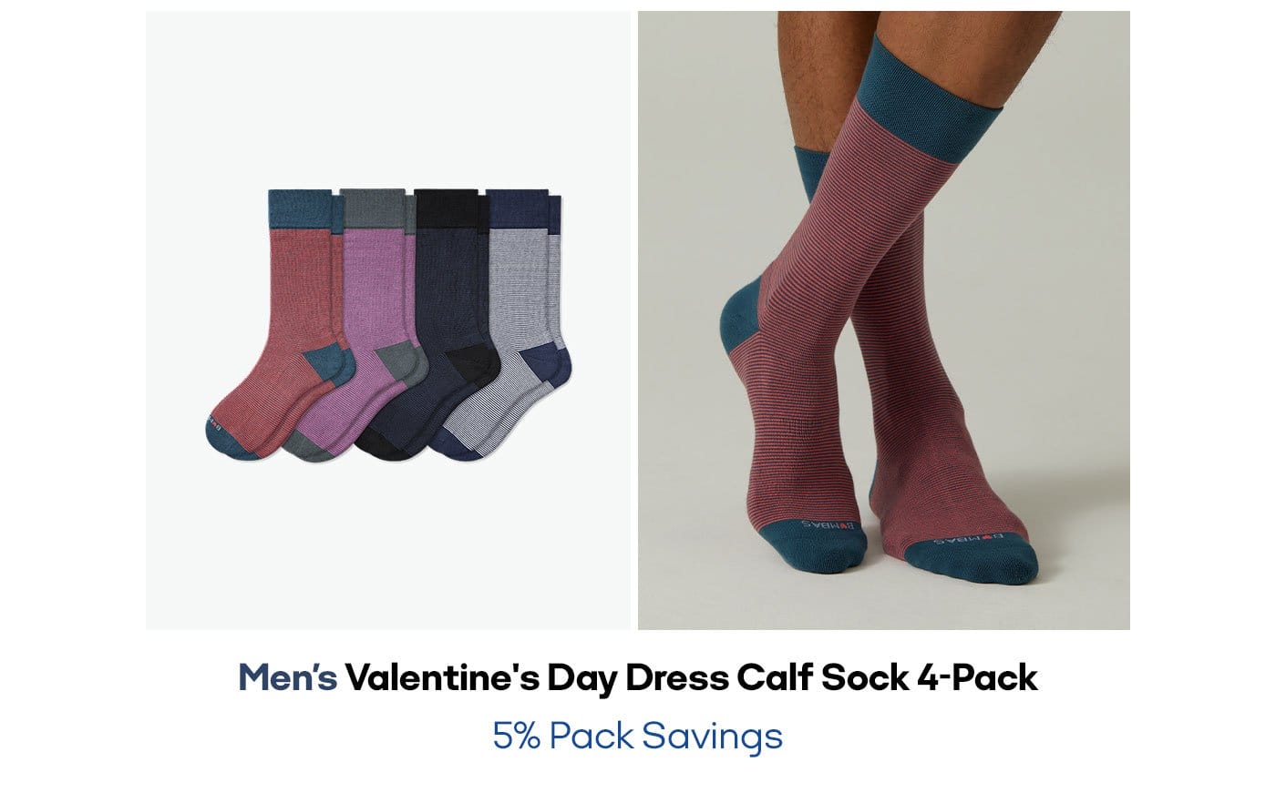 Men's Valentine's Day Dress Calf Sock 4-Pack