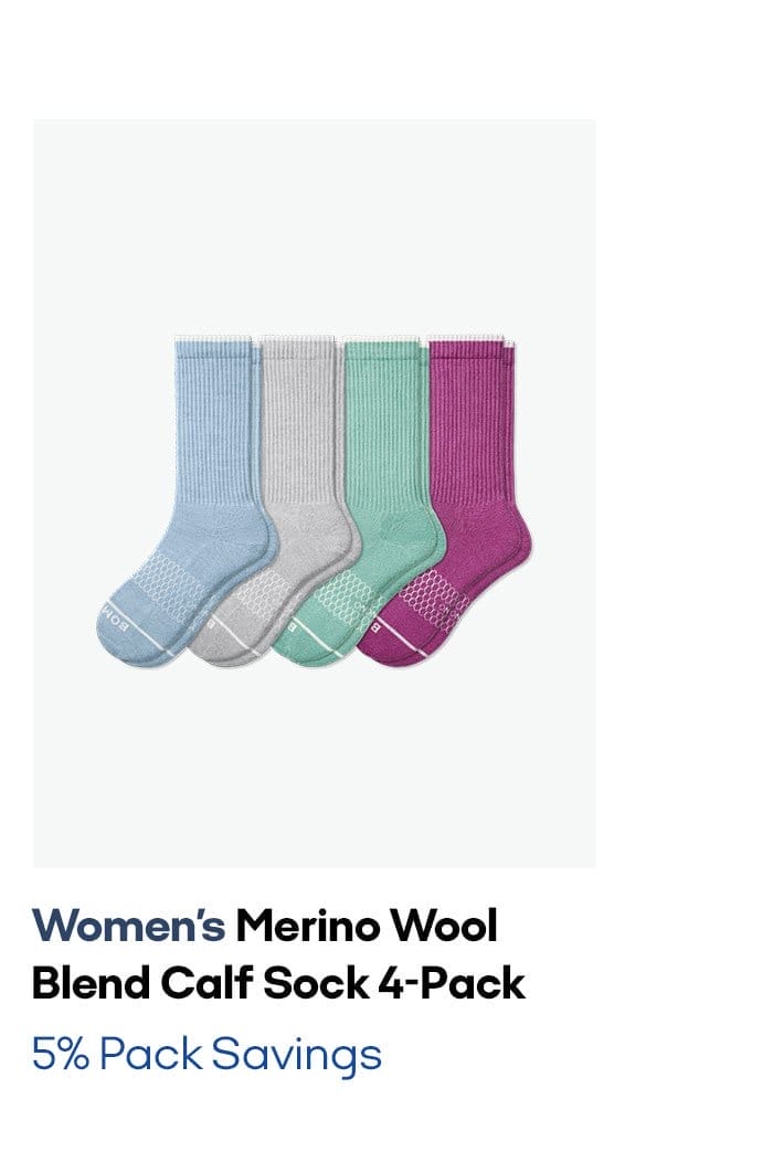 Women's Merino Wool Blend Calf Sock 4-Pack