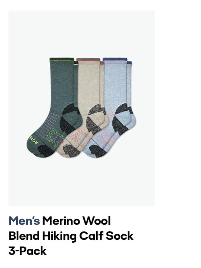 Men's Merino Wool Blend Hiking Calf Sock 3-Pack