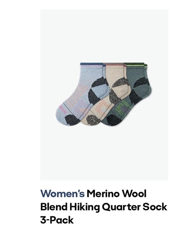 Women's Merino Wool Blend Hiking Quarter Sock 3-Pack