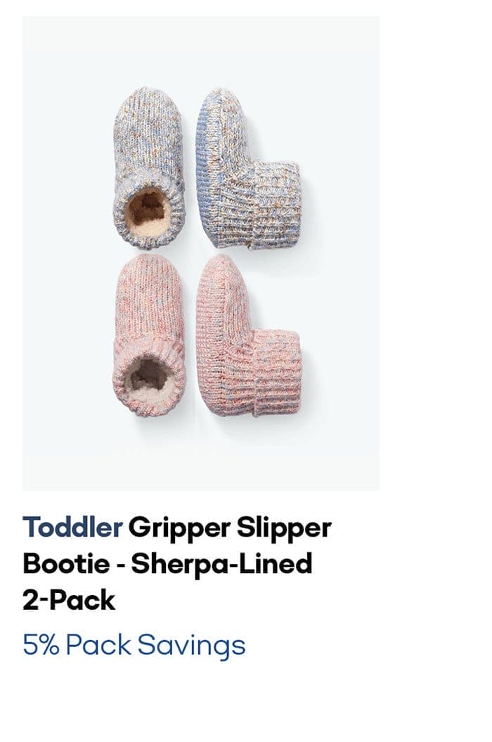 Toddler Gripper Slipper Bootie - Sherpa-Lined 2-Pack