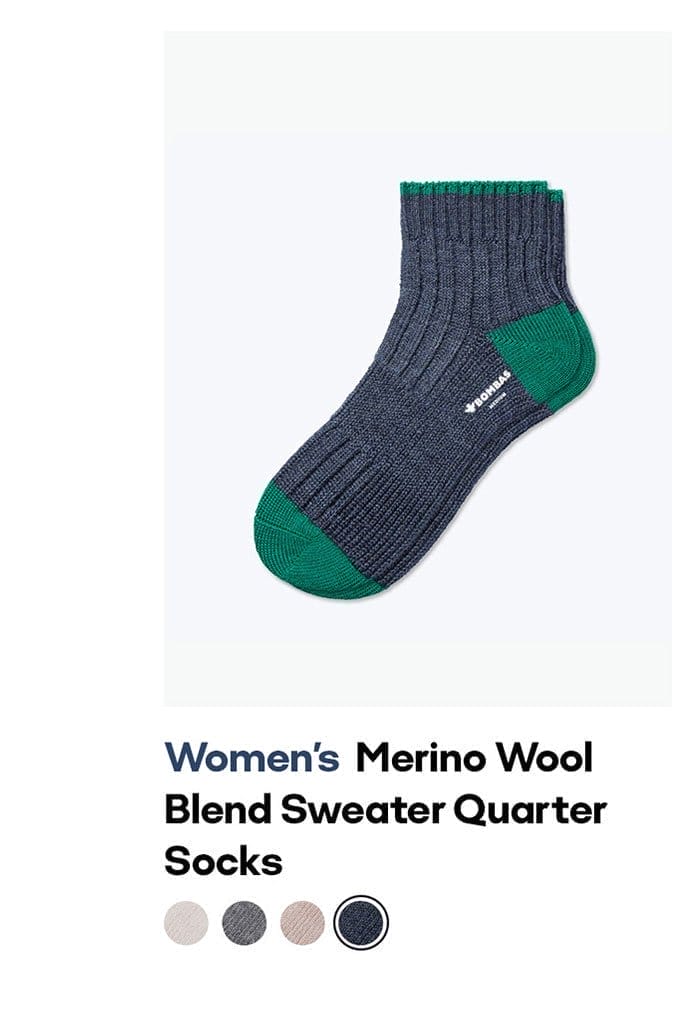 Women's Merino Wool Blend Sweater Quarter Socks