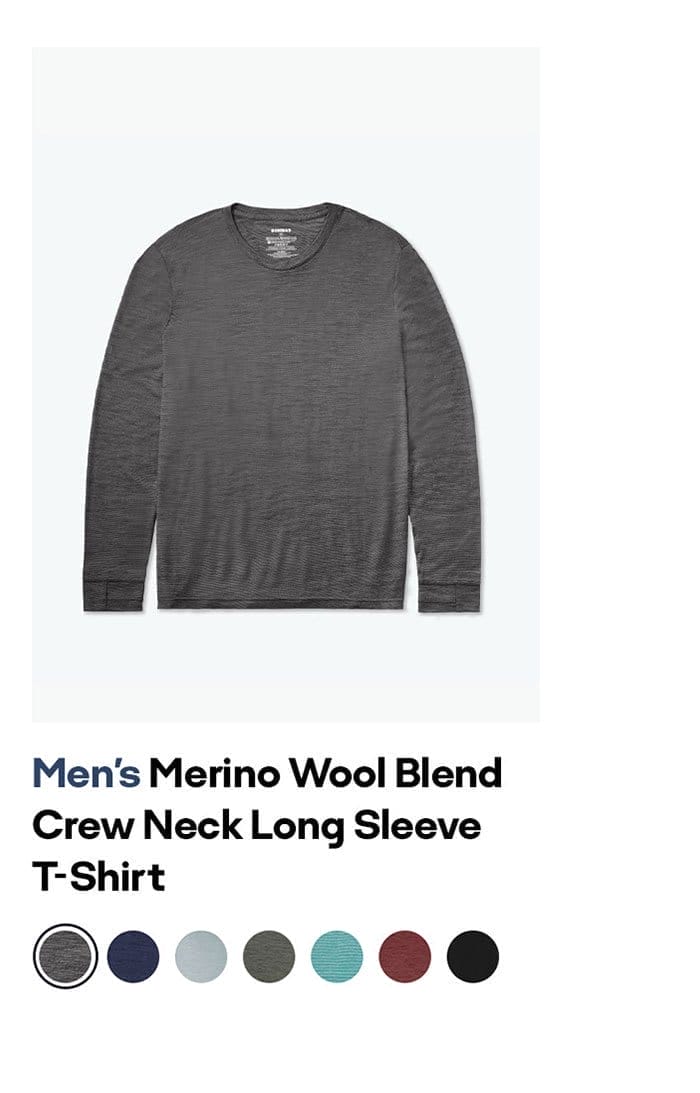 Men's Merino Wool Blend Crew Neck Long Sleeve T-Shirt