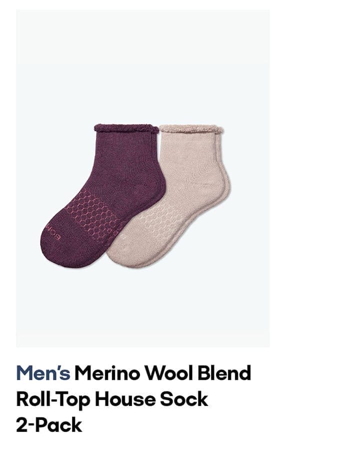 Men's Merino Wool Blend Roll-Top House Sock 2-Pack