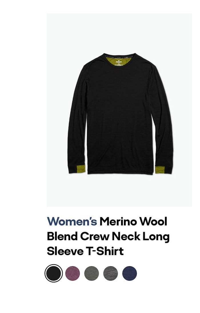 Women's Merino Wool Blend Crew Neck Long Sleeve T-Shirt