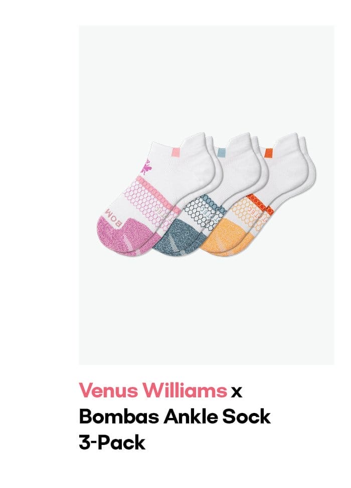 Venus Williams x Bombas Ankle Sock 3-Pack