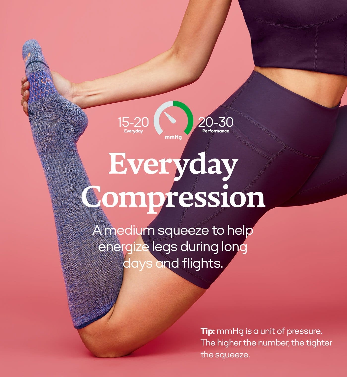 Everyday Compression | A medium squeeze to help energize legs during long days and flights.
