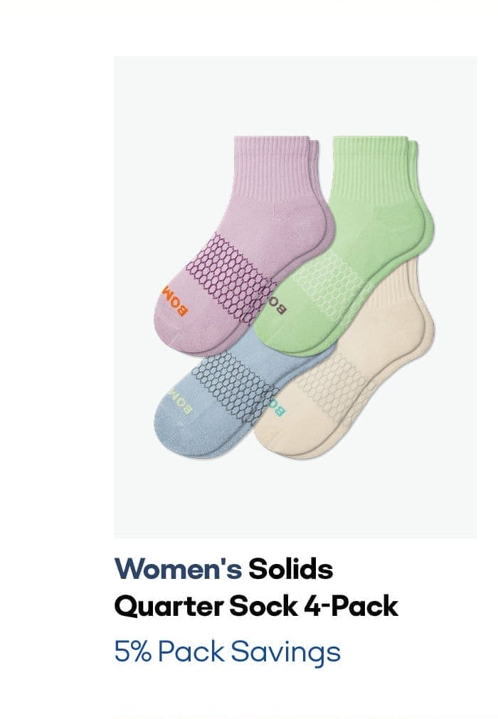 Women's Solids Quarter Sock 4-Pack | 5% Pack Savings