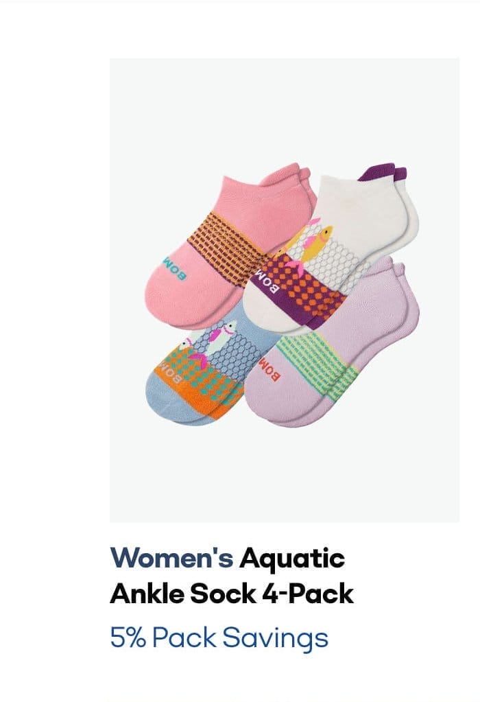 Women's Aquatic Ankle Sock 4-Pack | 5% Pack Savings