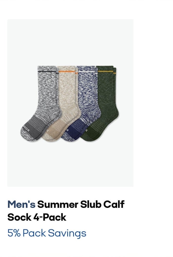 Men's Summer Slub Calf Sock 4-Pack | 5% Pack Savings