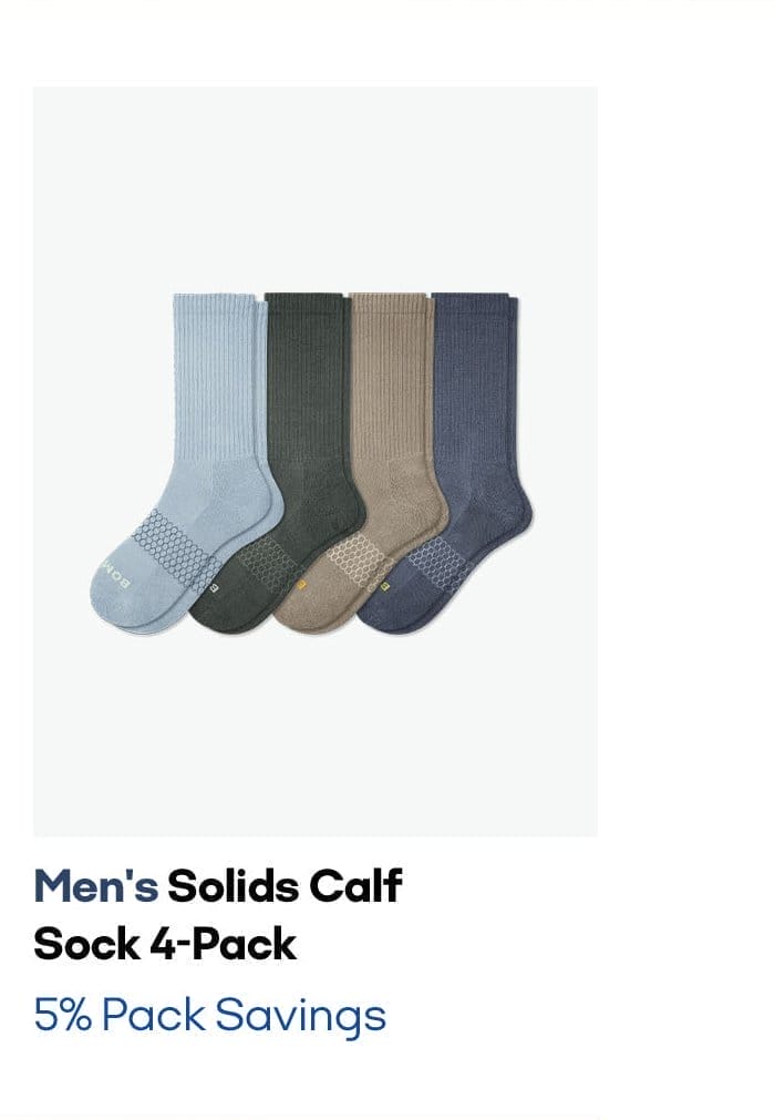 Men's Solids Calf Sock 4-Pack | 5% Pack Savings