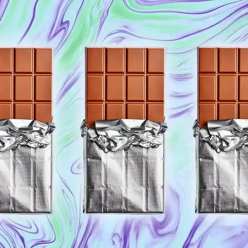 Chocolate bars on a trippy psychadelic background