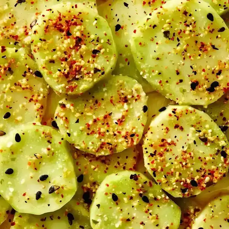 Broccoli Stems sliced and seasoned