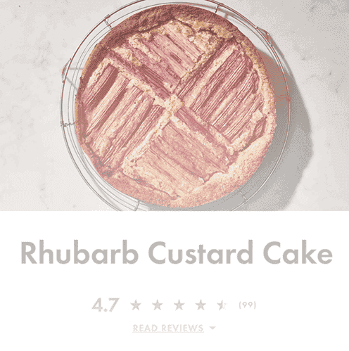 Image of a rhubarb custard cake dish. 4.7 average rating out of 5 stars. read reviews.