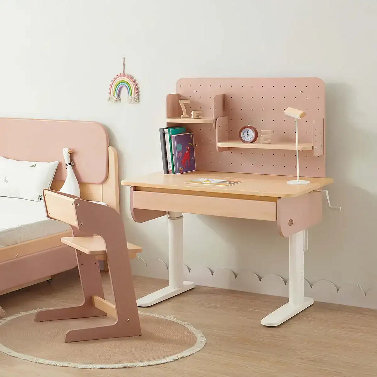 Image of Ergonomic Desk (100cm) with Pegboard Hutch Package