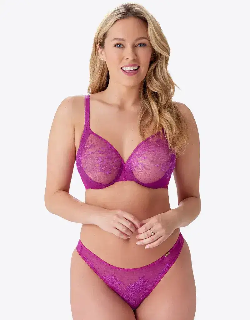 Gossard Glossies Lace Sheer Bra Vivid Fuchsia