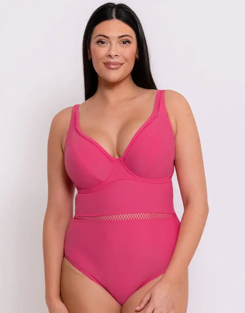 Curvy Kate First Class Multiway Plunge Swimsuit Pink