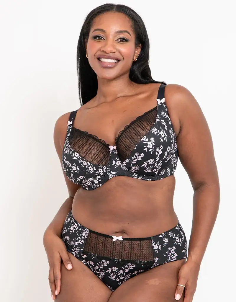 Flirtelle Riley Balcony Bra Black/Pink Print