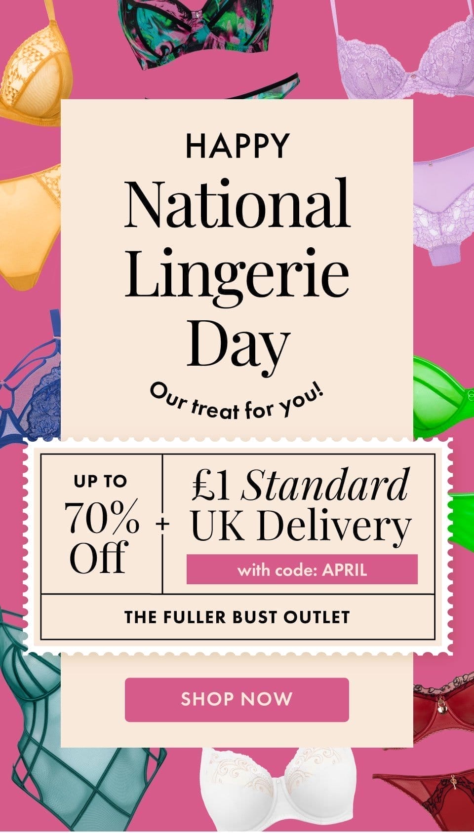 Happy National Lingerie Day - £1 delivery and up to 70% off