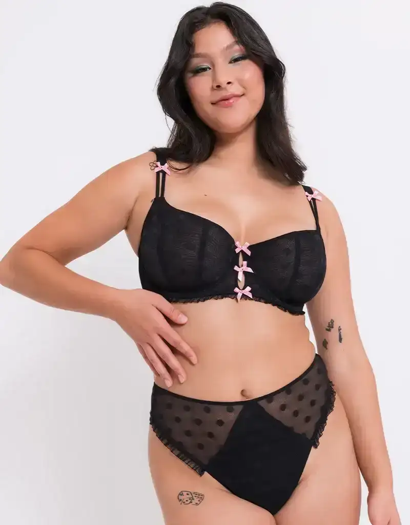 Curvy Kate Frill Me Balcony Bra Black/Pink