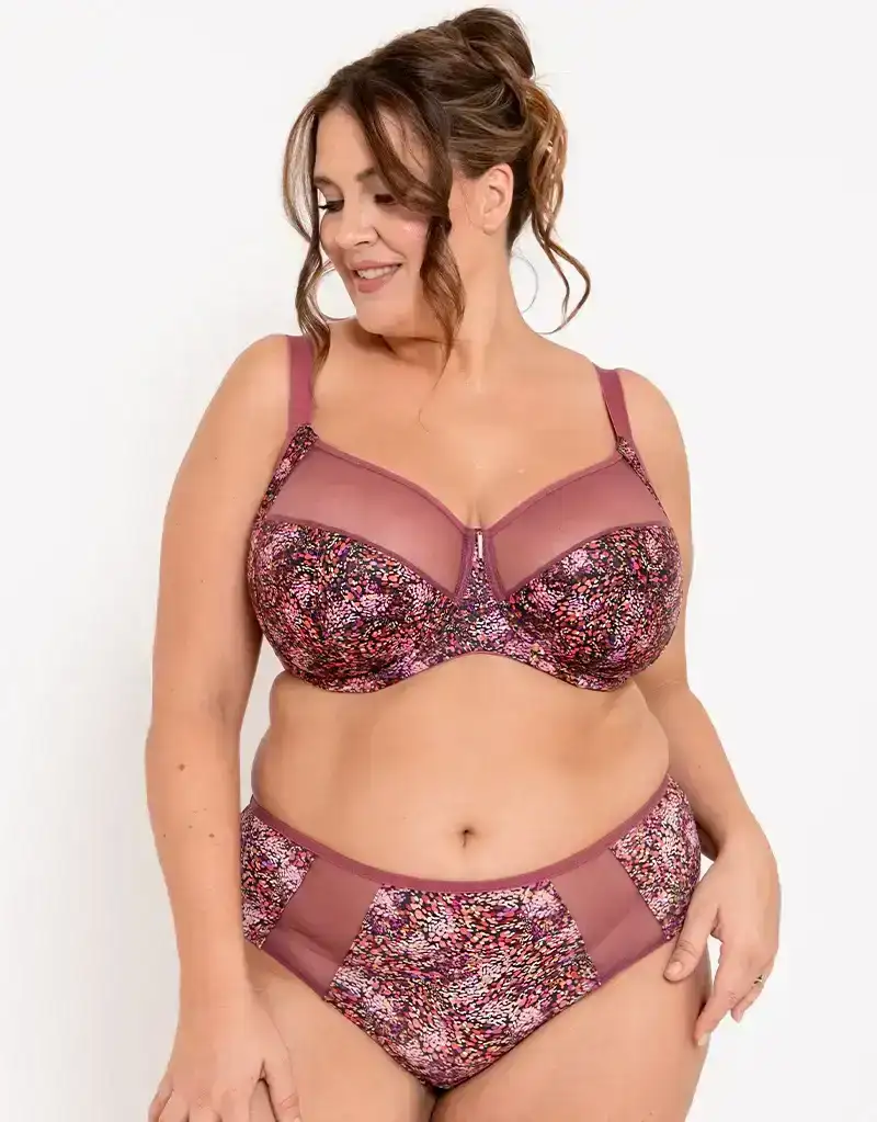 Adella Athena Aura Full Cup Side Support Bra Sangria Print