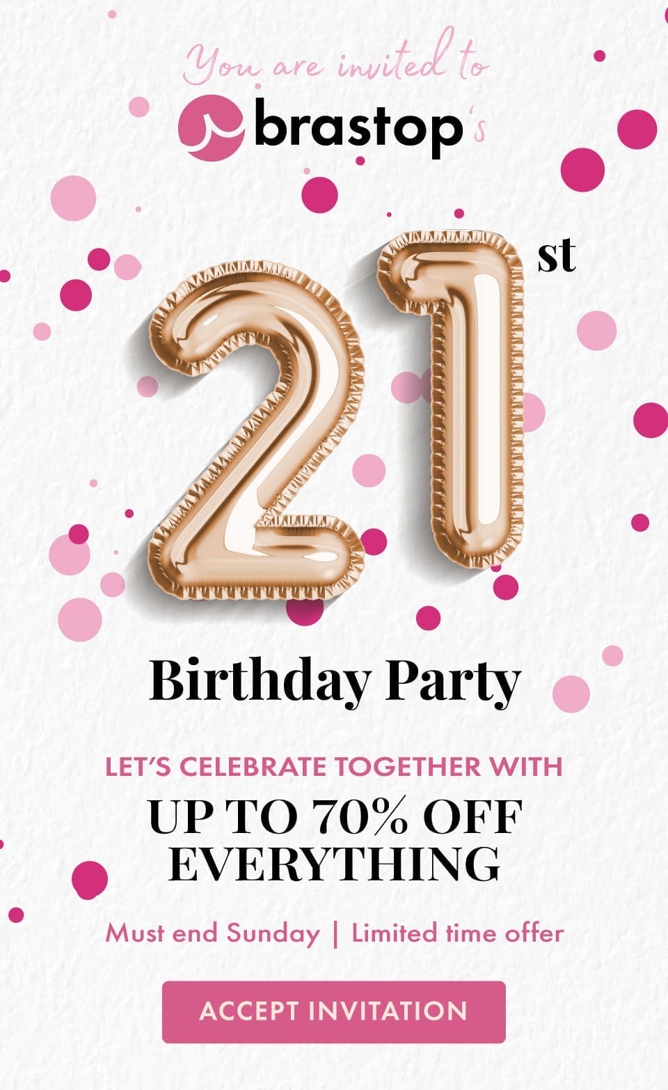 Brastop's 21st Birthday - up to 70% off everything, must end Sunday!