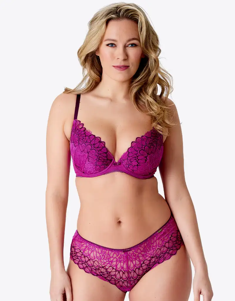 Gossard Swirl Padded Plunge Bra Raspberry