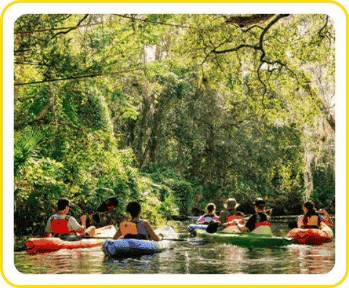 Friends kayaking